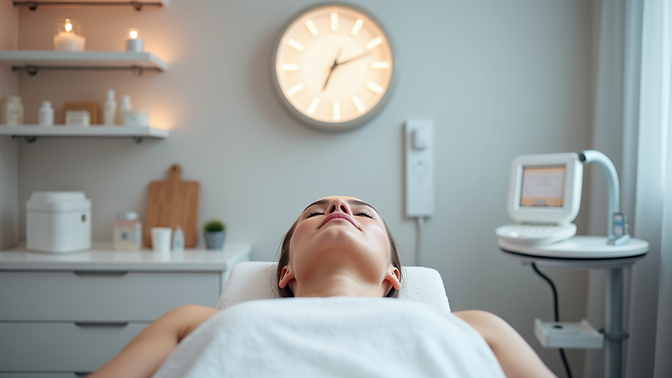 Eye-level view of a modern medispa treatment room with advanced skincare equipment