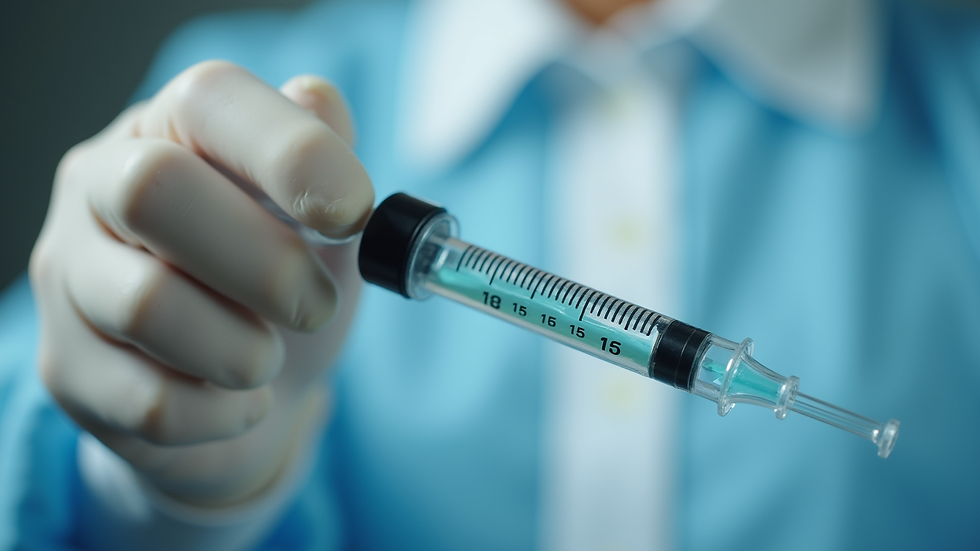Close-up view of a syringe with fat dissolving injection