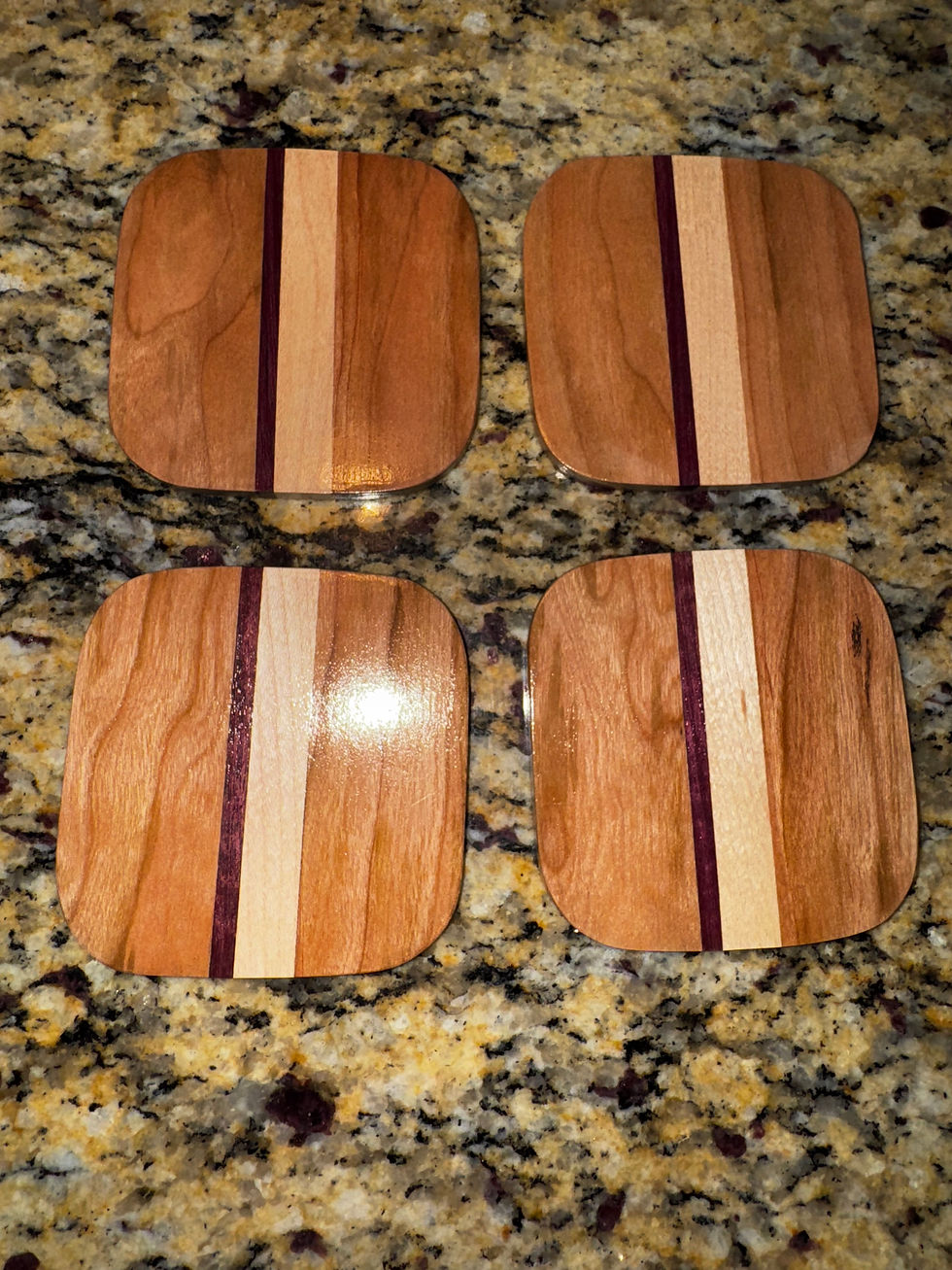 Cherry Maple Purpleheart - Set of 4 Coasters