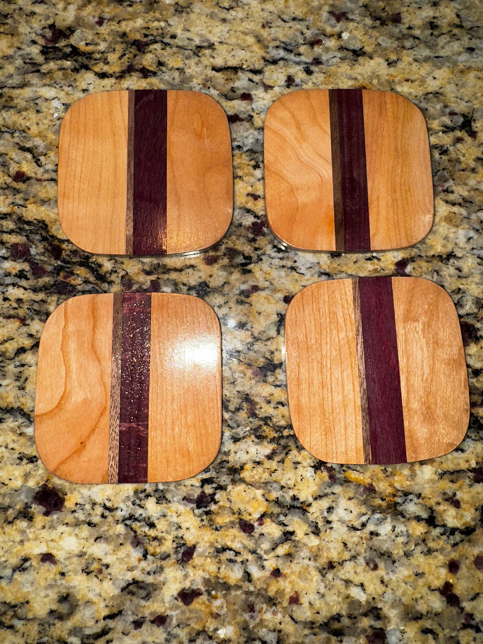 Cherry Purpleheart Walnut - Set of 4 Coasters