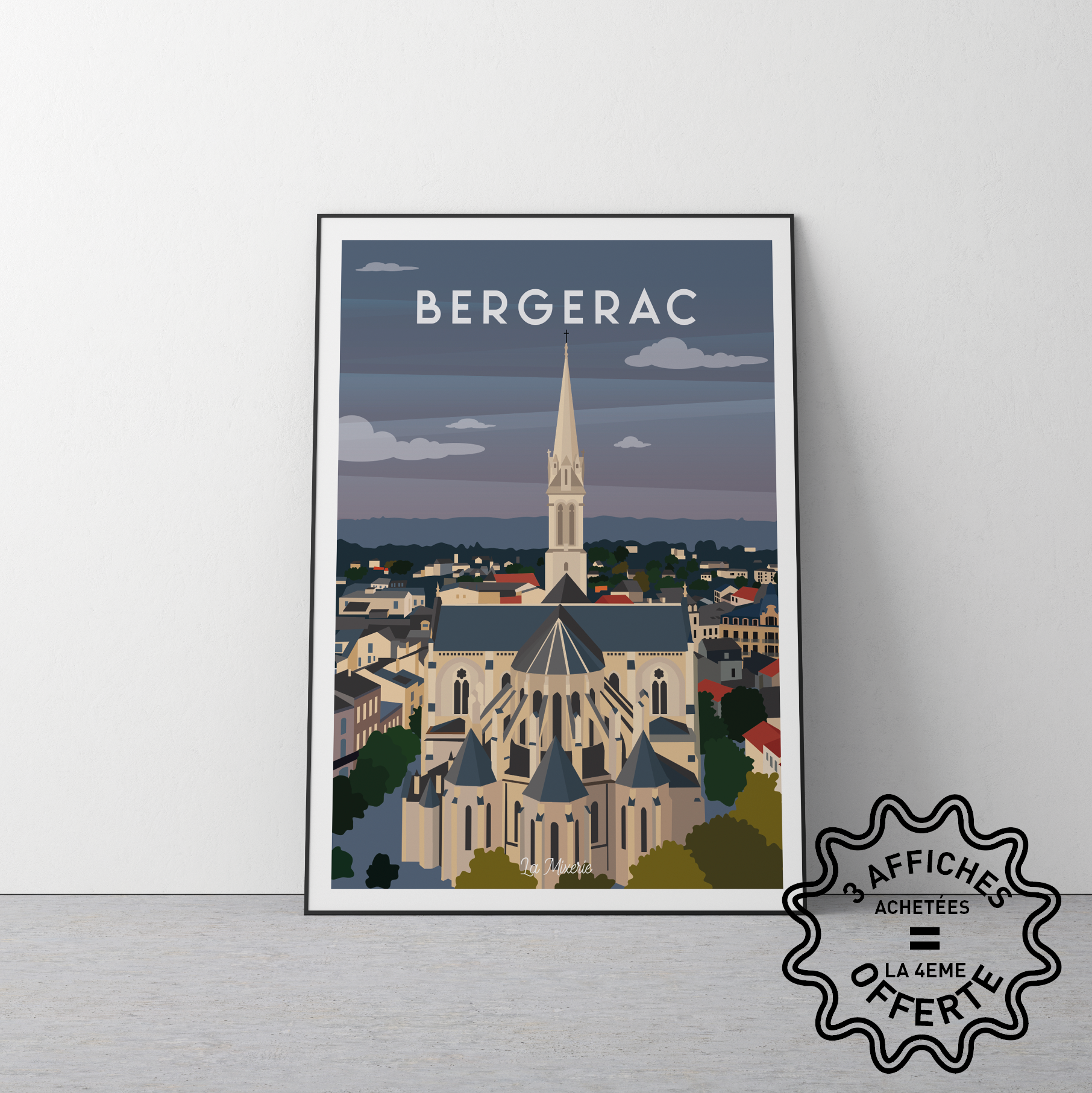 Affiche de Bergerac Eglise Notre-Dame en Dordogne