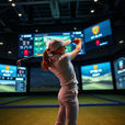 Woman golfing in the digital age