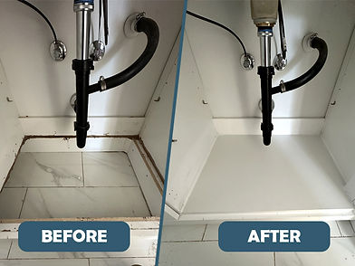 Restoring Cabinet After the Flood Before After