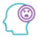 Graphic of head with uhappy face
