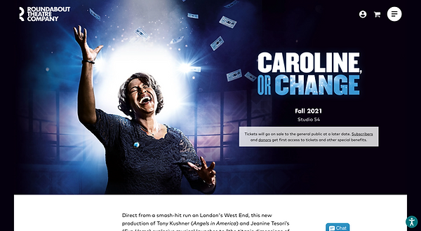 Screenshot of Roundabout Theatre Company homepage