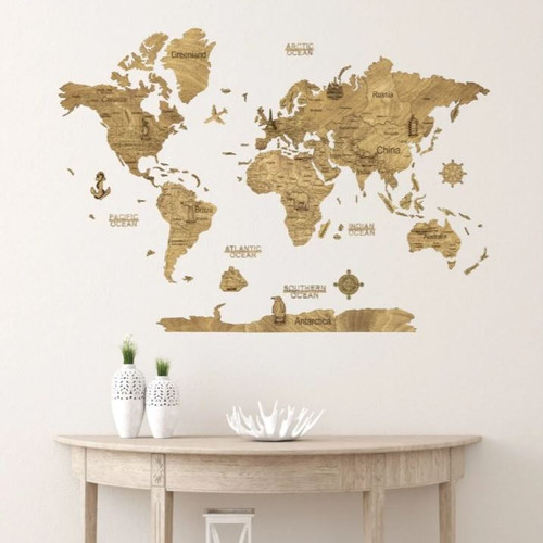 2D Dark Wooden World Map | Mickey Designs