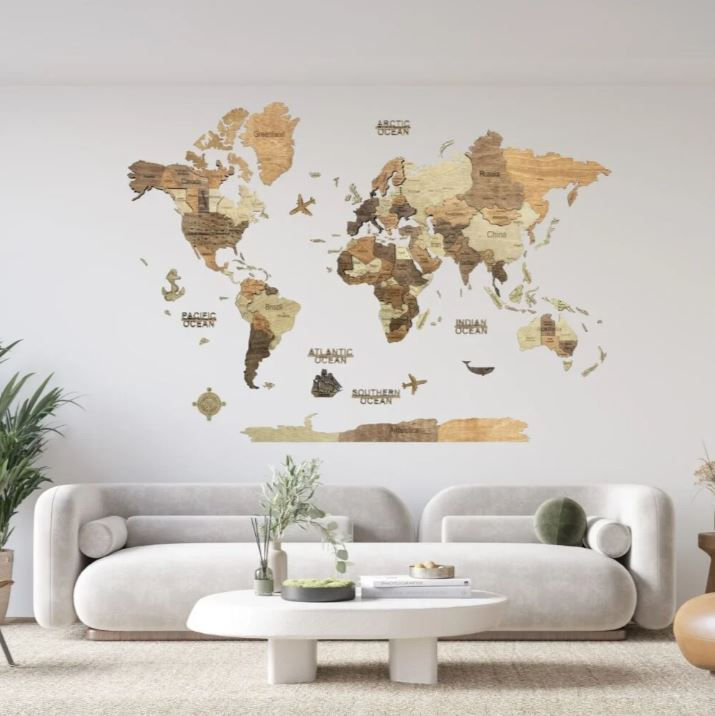 Thumbnail: 3D Dark Wooden World Map