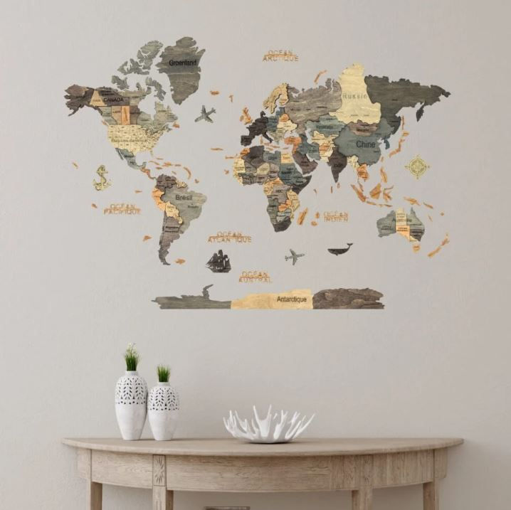 Thumbnail: 3D Graphite Wooden World Map