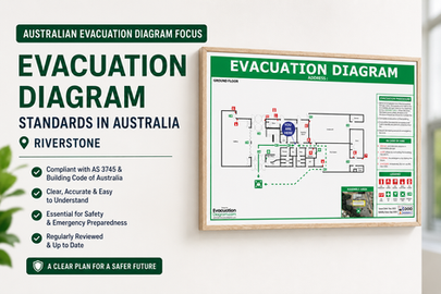 Professional evacuation diagram Riverstone for commercial buildings meeting Australian fire safety standards