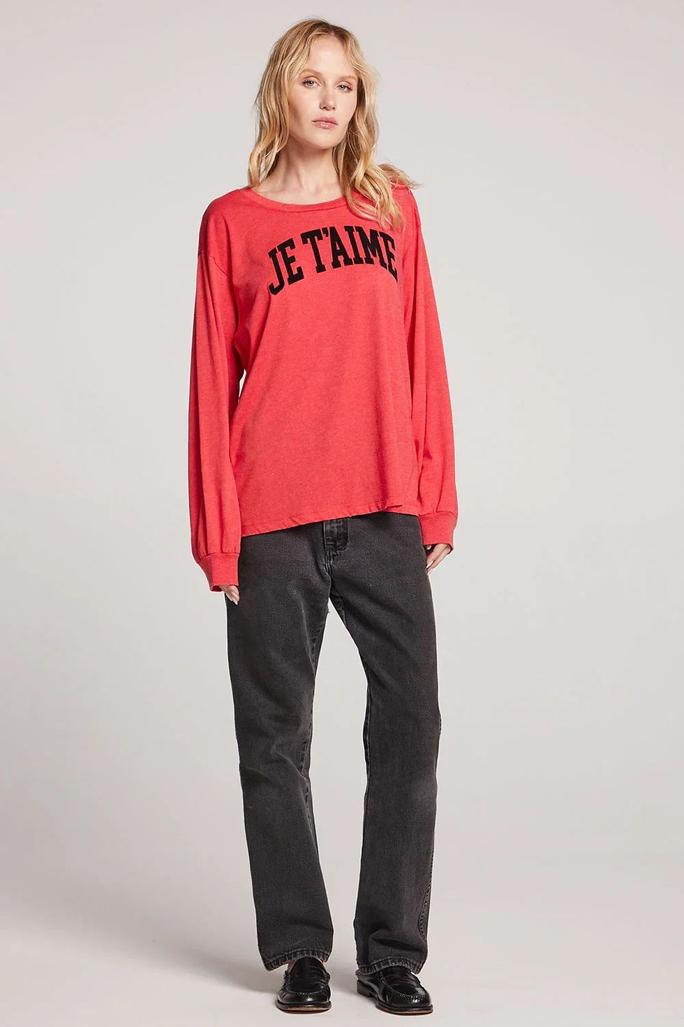 Thumbnail: Women’s Red Je T’Aime Long Sleeve Top – Graphic Pullover Tee