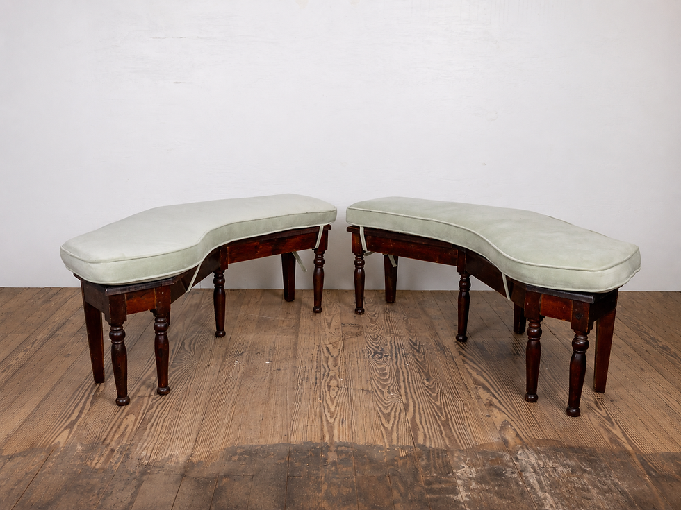 Thumbnail: Pair of Vintage English Turned Leg Angled Benches
