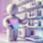 DALL·E 2025-03-19 18.37.22 - An abstract character racking up tech-related items on a shel