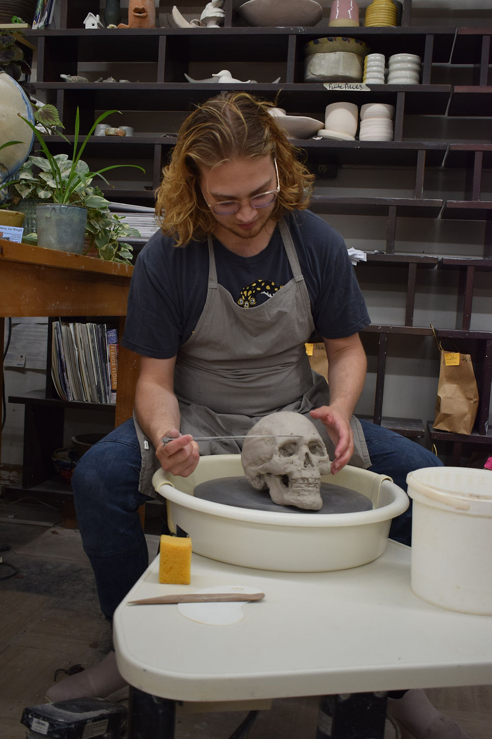 Thumbnail: Human Skull Ceramic Sculpture