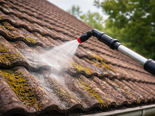 produit pulvérisé sur toiture