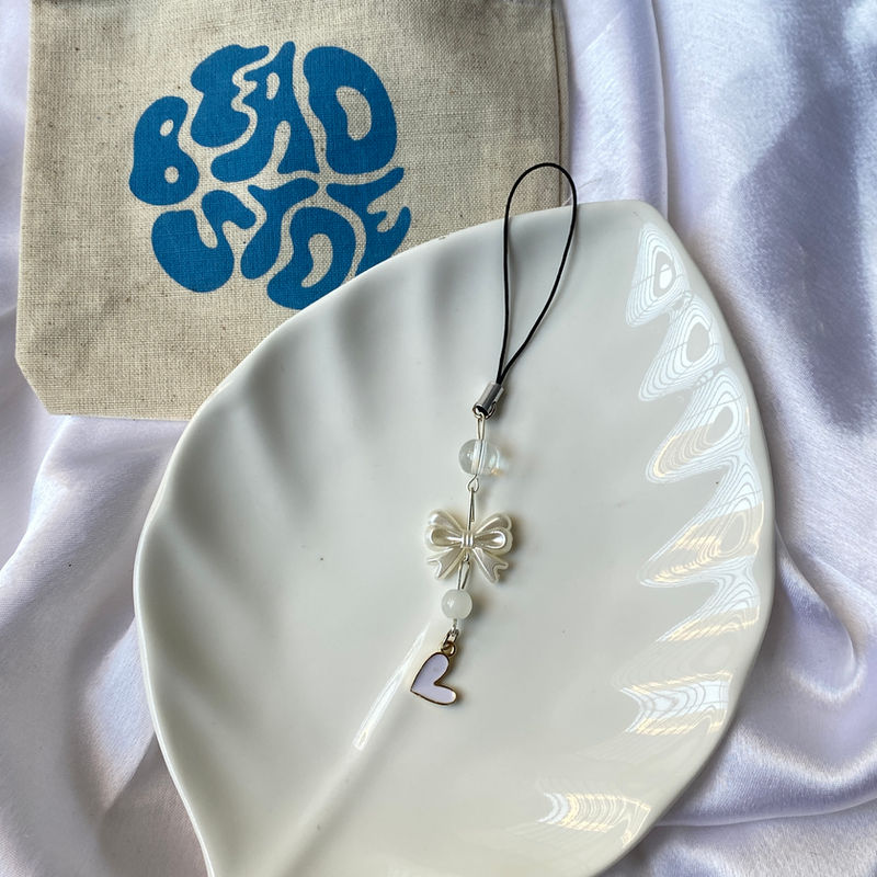 Phone Charm - White Heart