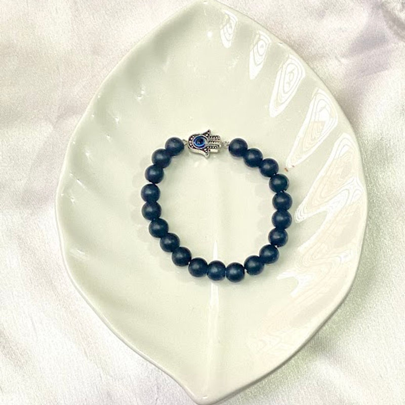 Hamsa Black Bead Bracelet