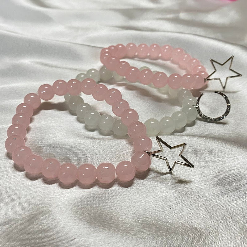 Pink & White Star Moon Beaded Combo