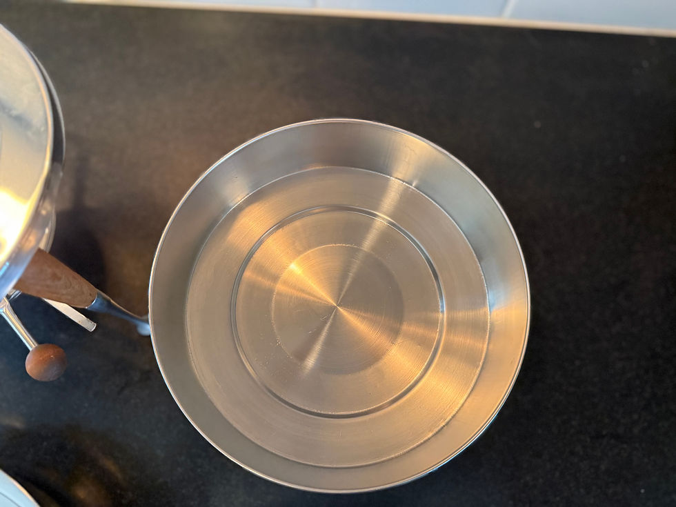 Thumbnail: Vintage MCM Ernest Sohn Stainless + Wood Chafing Dish Set