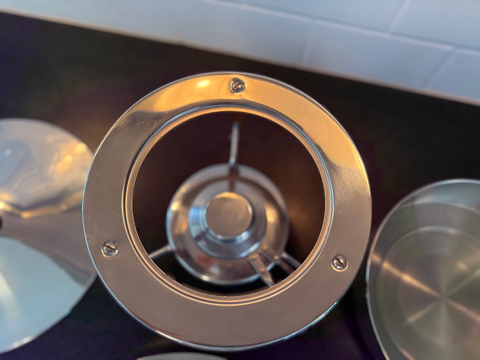 Thumbnail: Vintage MCM Ernest Sohn Stainless + Wood Chafing Dish Set