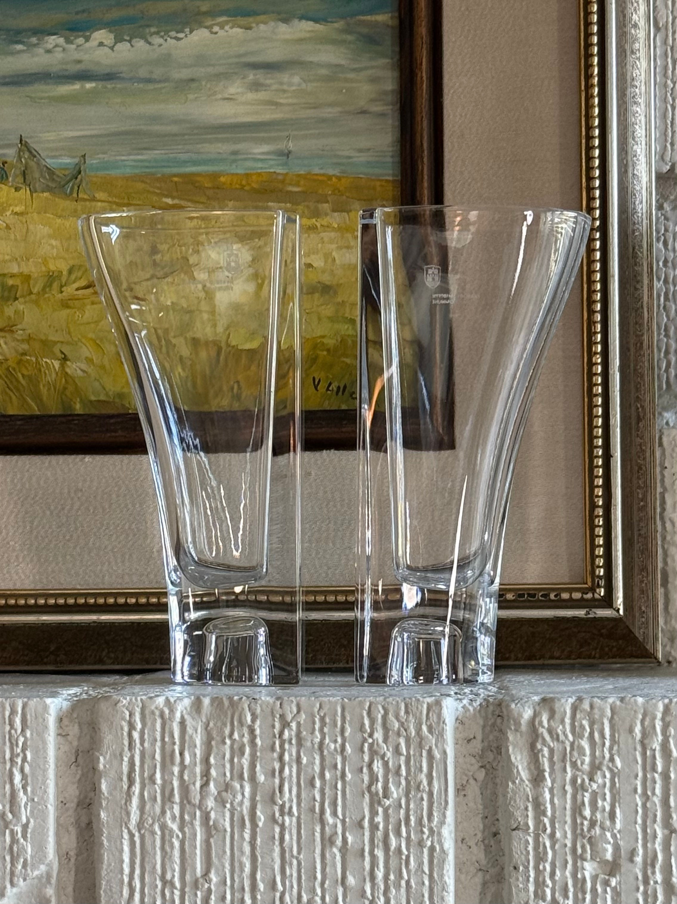 Vintage Danish Glass Candleholder + Vase 2-Piece Set