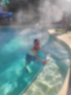 Dougie enjoying the therapuetic benefits of our Artesian Hot Spa!