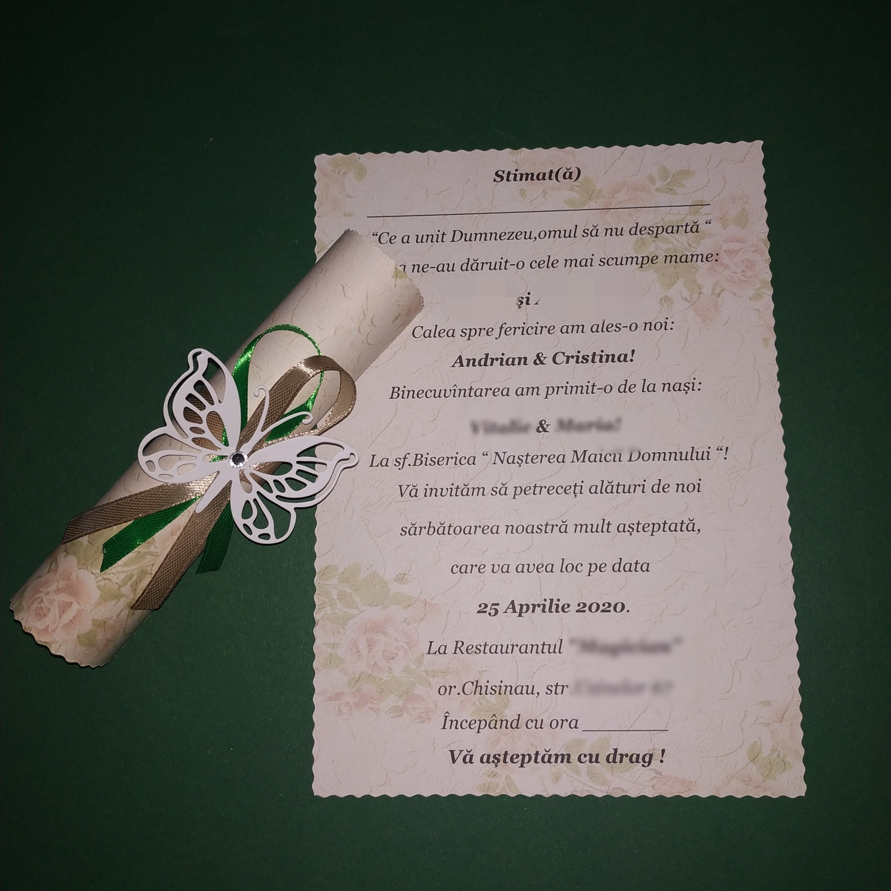 Invitații rulou bej 