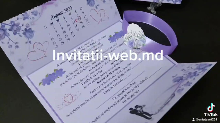 Miniatură: Invitații trei părți liliac 