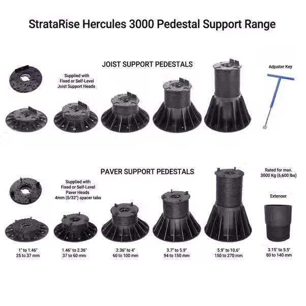 Thumbnail: Hercules 3000 Heavy Duty Pedestals for Pavers & Joists