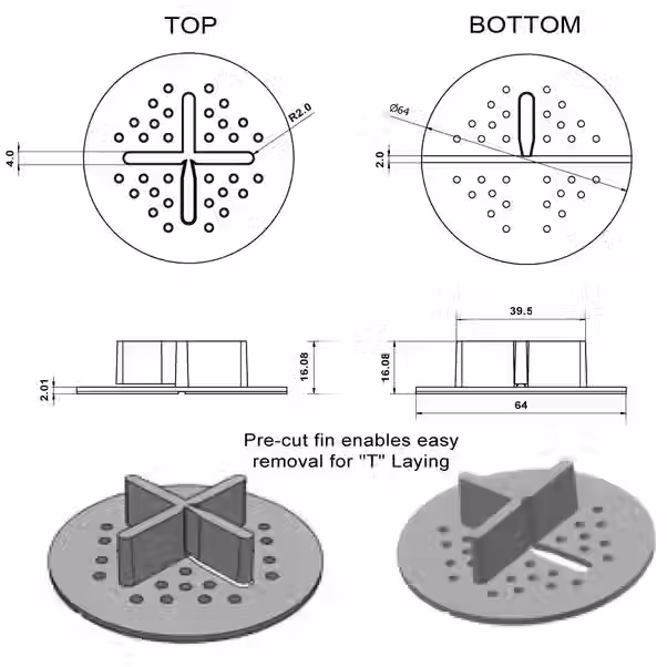 Thumbnail: Outdoor spacer for tiles - Clear Plastic - Pack of 100 pcs.