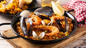 Paella à la bisque de langoustines