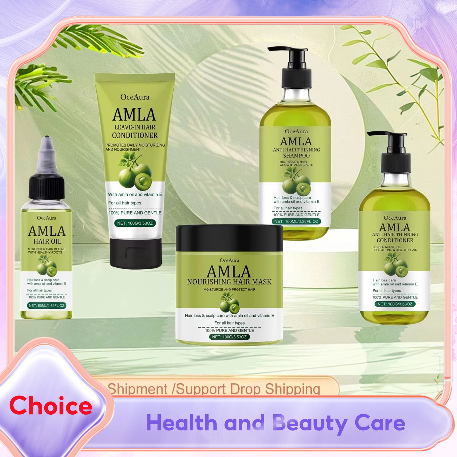 Castor Oil Natural Hair Care Set Nourish Hair Shampoo Conditioner Repair Hot Dye