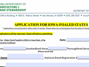 Iowa Foaled Status Application
