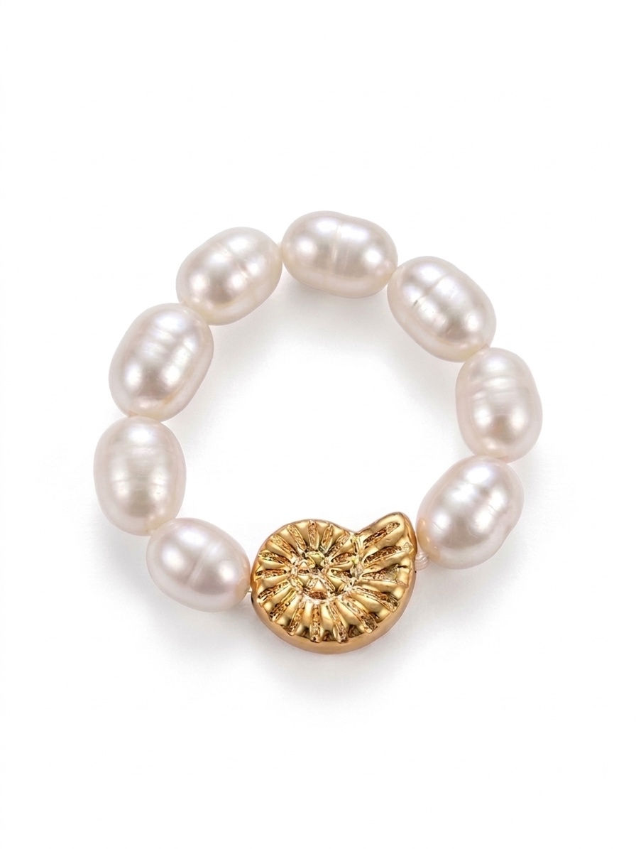 Summer beaded freshwater pearl ring