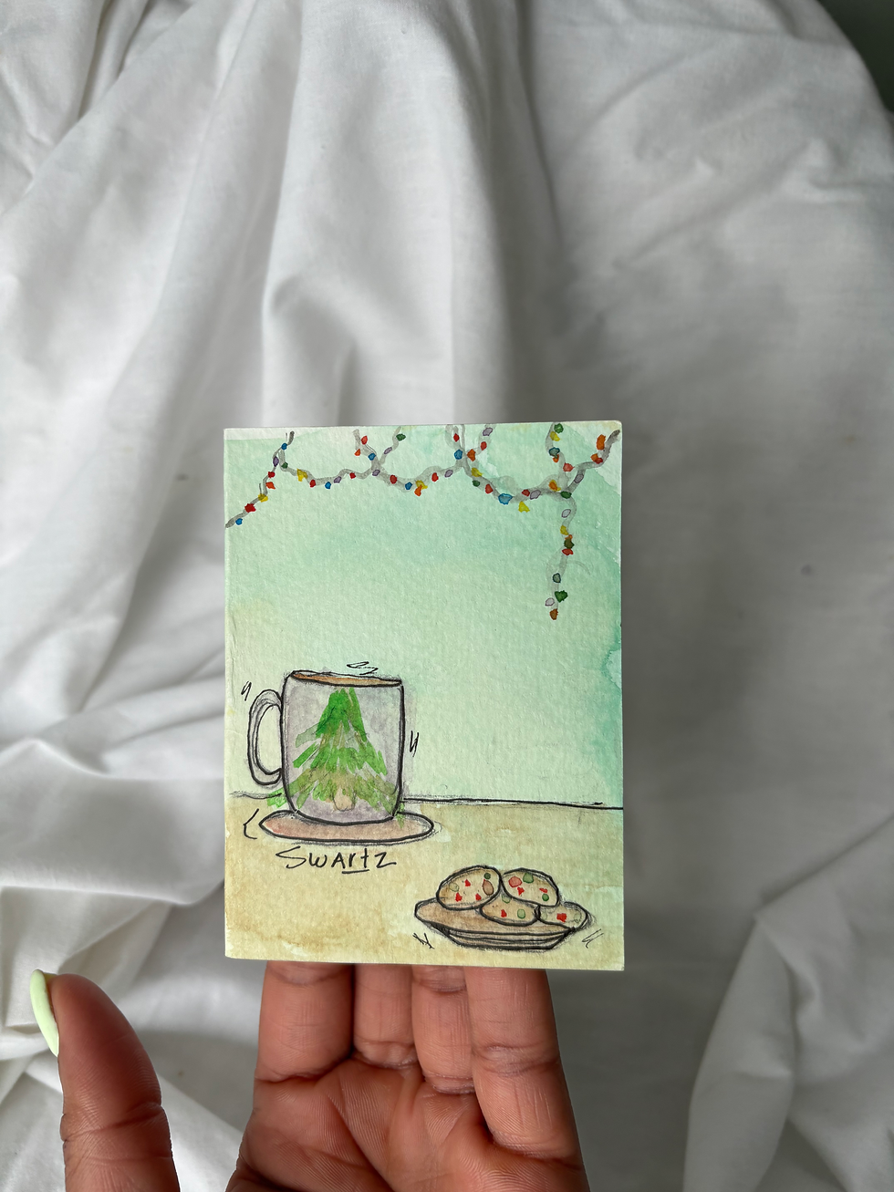 Thumbnail: 10 (Ten) Watercolor Christmas Cards
