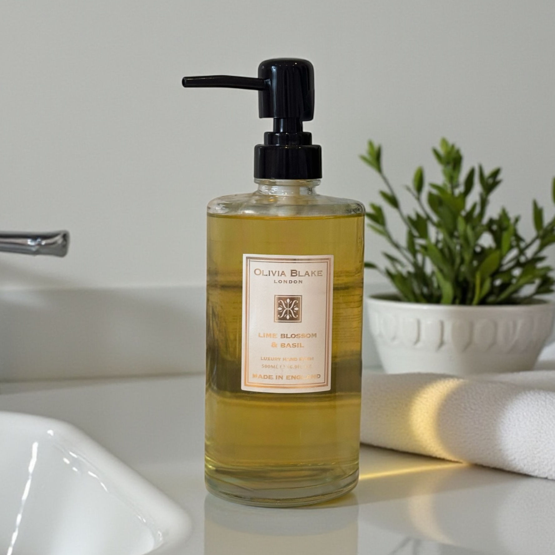 Olivia Blake Lime Blossom & Basil Glass Handwash 500ml