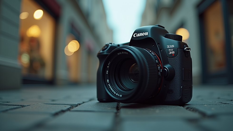 Eye-level view of Canon Cinema EOS camera with mounted cinema lens
