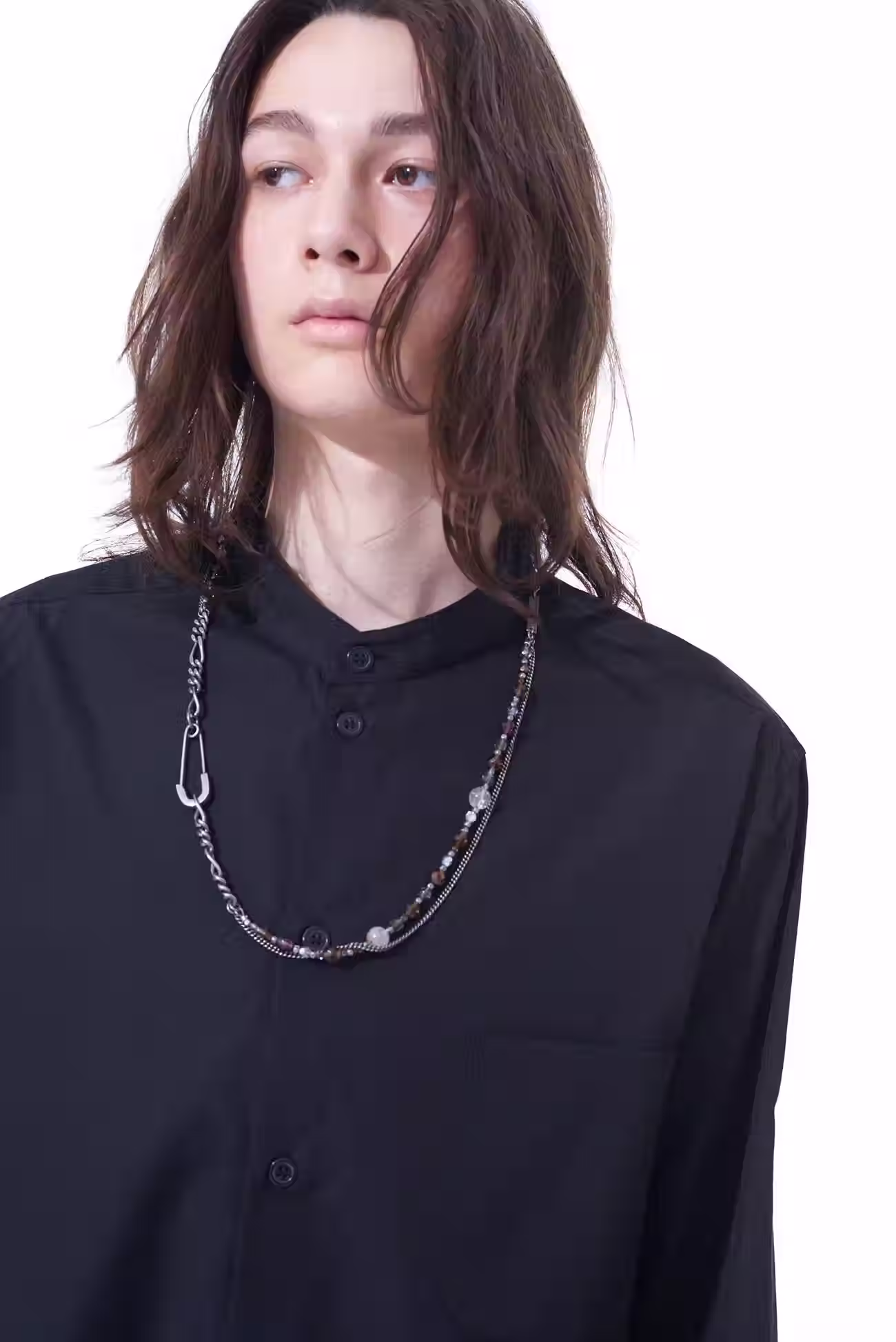 Yohji Yamamoto S'yte rutyl kwarc + szklane koraliki mosiężne naszyjnik