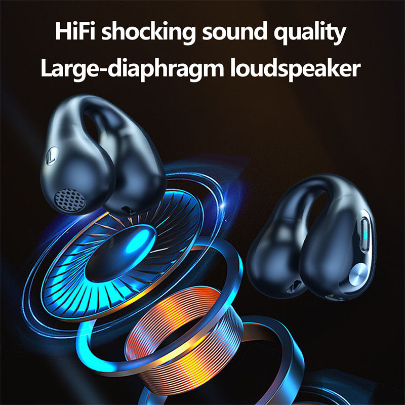Thumbnail: Bone Conduction Headphones TWS Earbuds Ear Clip Bluetooth 5.3 Bass HIFI Sports