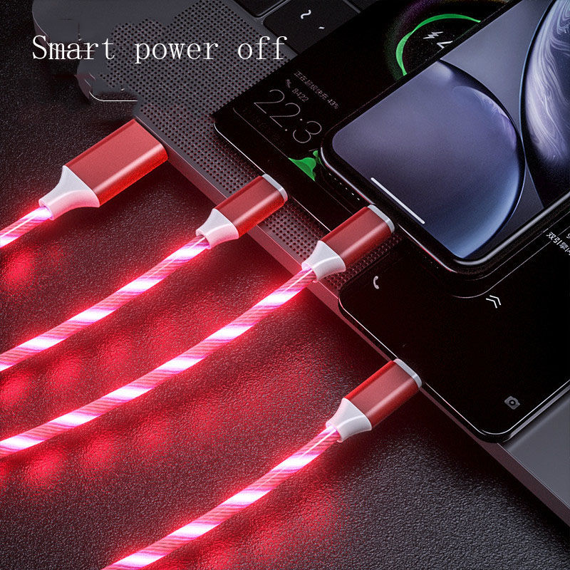 Thumbnail: 3 In 1 Micro USB Type C Cable LED Flowing Light Type C Chager Cable