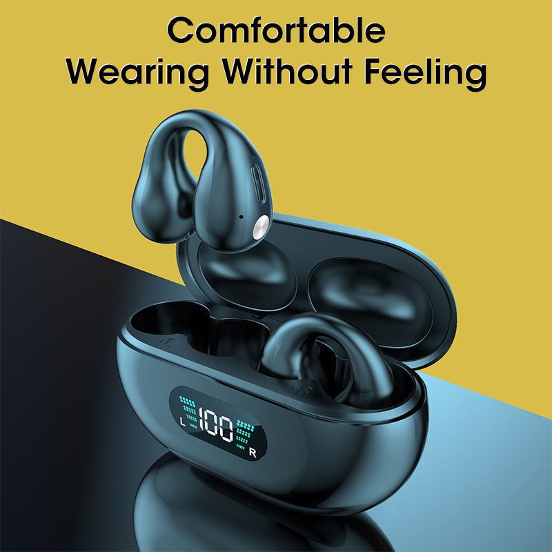 Miniatyrbilde: Bone Conduction Headphones TWS Earbuds Ear Clip Bluetooth 5.3 Bass HIFI Sports