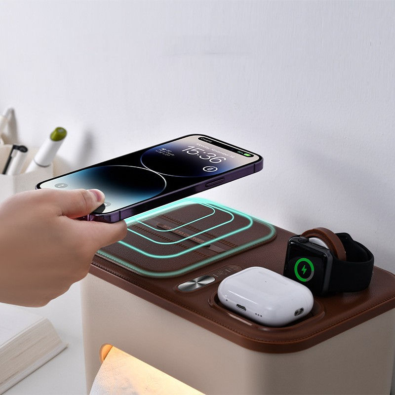 Thumbnail: Tissue Storage Box Bedside Lamp 4 in 1 wireless Charging