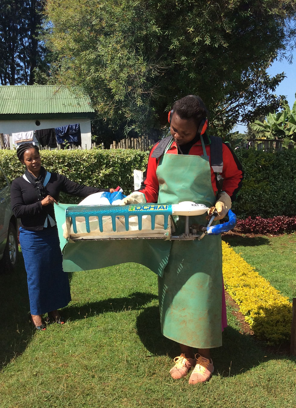 Health and safety - checking out the 'Butterfly' a lighter tea harvesting machine designed for women.'