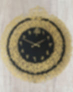 Aayatul Kursi wall clock with golden acrylic Arabic calligraphy on an 18-inch MDF base, premium Islamic wall décor.