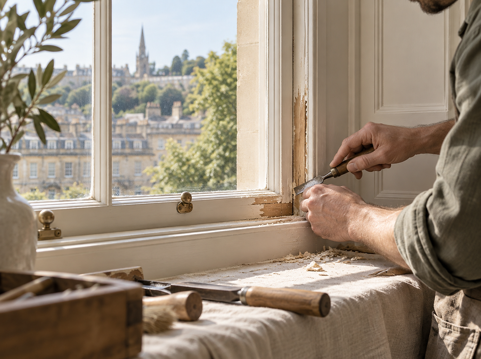 Sash window restoration and timber repair in a period property