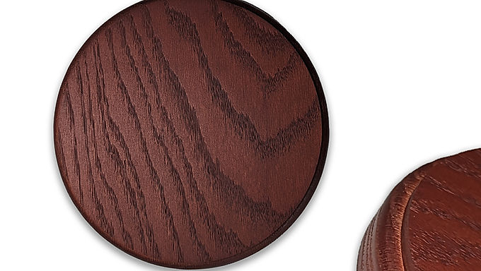 Round Display Base, Solid Red Oak, Mahogany Stain, 7/8 in thick