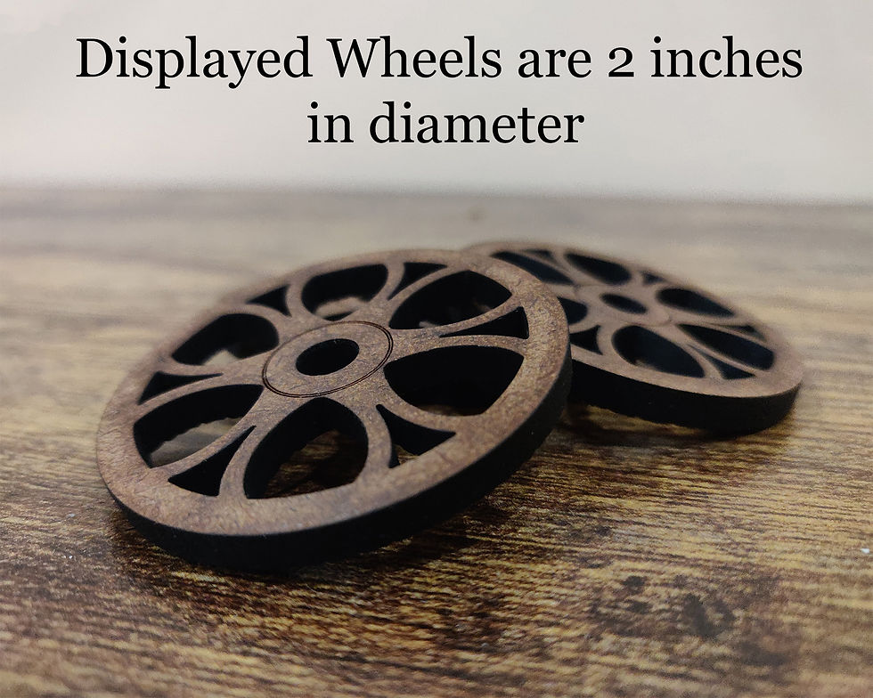 Thumbnail: Curved spoke composite wood wheels, 1/8 in thick, set of 4
