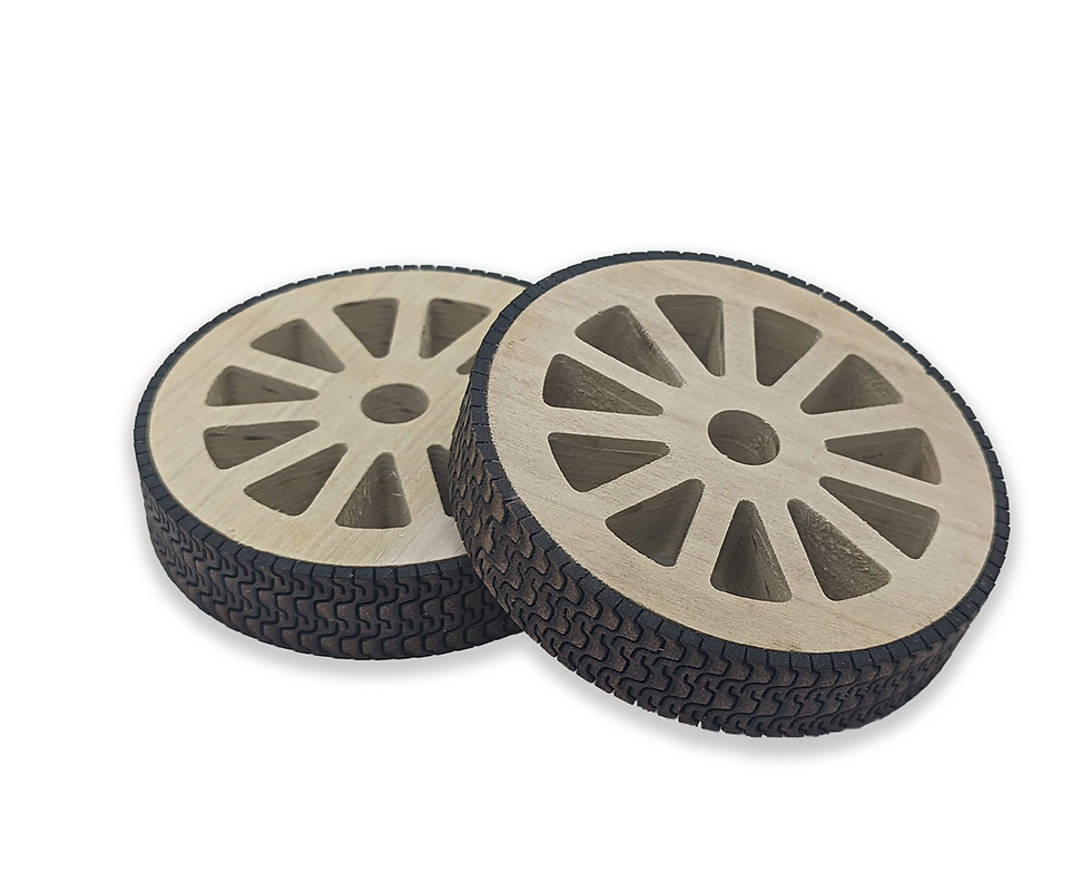 Thumbnail: 3/4 thick wheels with tread (Poplar Wood) (Set of 2)