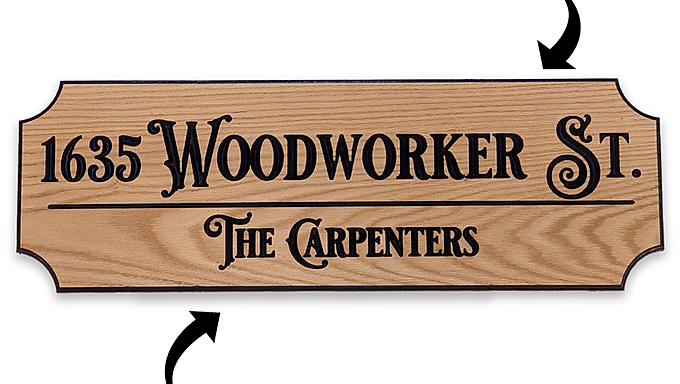 Traditional Home address Sign Black Letters and border, solid Red Oak wood