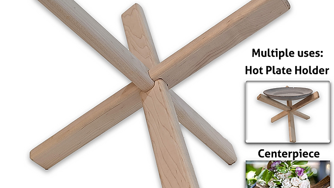 Hard Maple Tri-cross Centerpiece /  Hot Plate Holder , Pizza stand