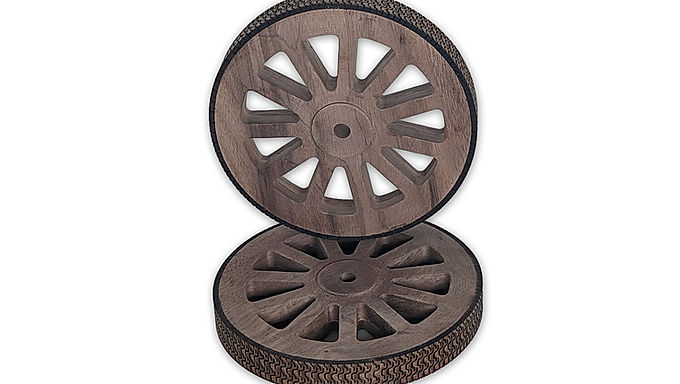 6 inch OD Wooden Walnut Wheels with Hard tread, 0.75 in thickness, 0.68 in tread